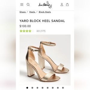 Sam Edelman Yaro Block Heel Sandal in Light Gold size 7.5